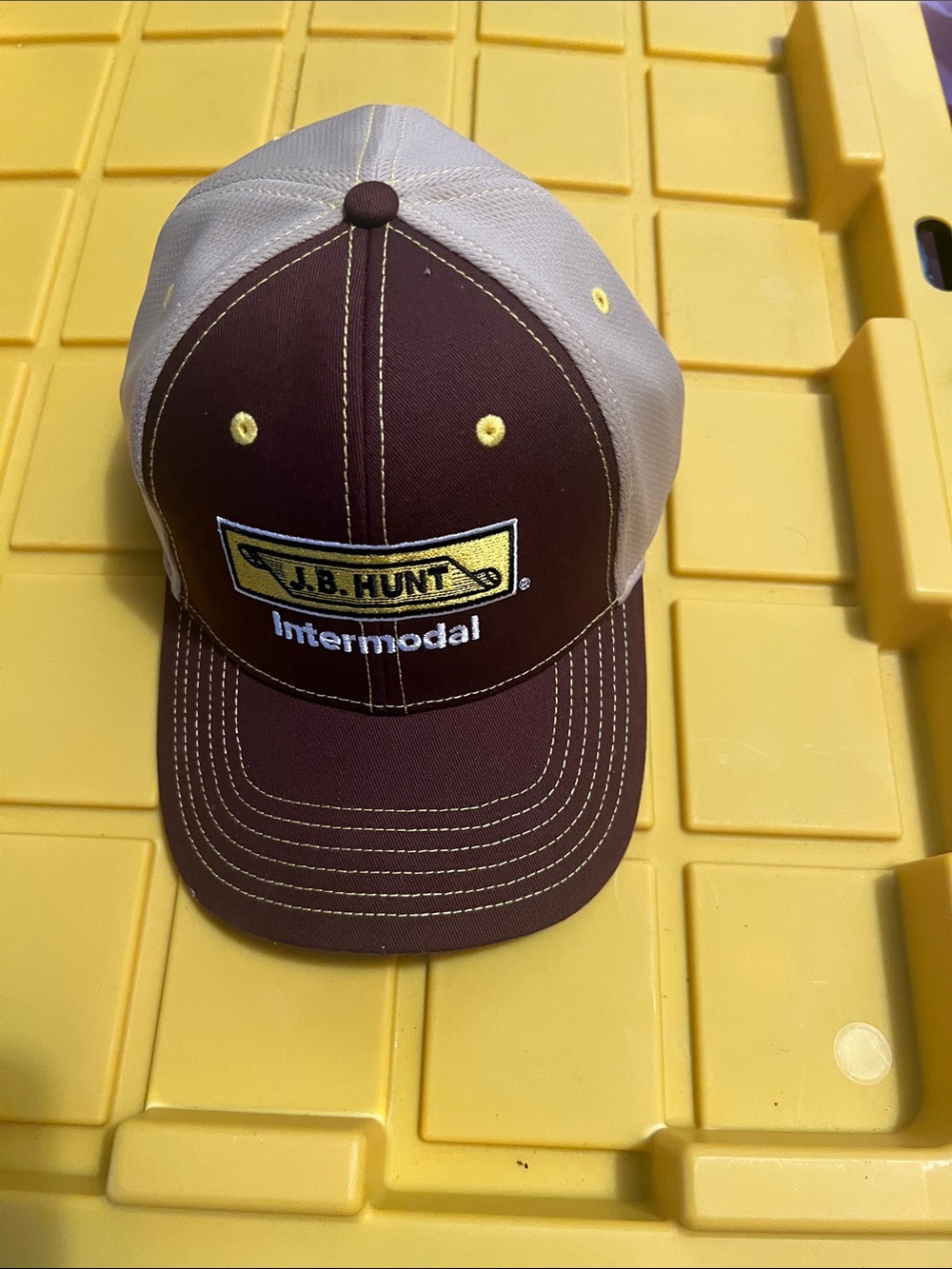 JB Hunt Maroon and Tan Intermodal Trucker Hat